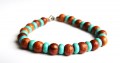 2024 Armband houten en stenen kralen bruin blauw 800